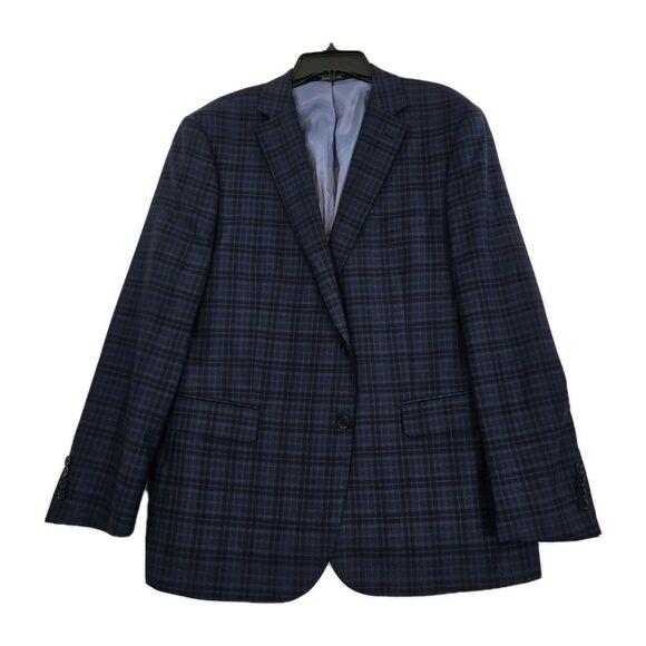 Enzo Tovare Blazer Mens 46R Blue Plaid Wool Sartorial AMF 2 Button Notch Lapel - Picture 3 of 16